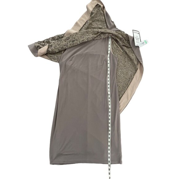 R&M Richards Capelet Poncho Metallic Dress Champagne Size 8 NWT $160 Wedding - Picture 6 of 11